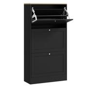 HOMCOM Zapatero Estrecho con 3 Puertas, Zapatero Entrada Recibidor para 18 Pares de Zapatos, con Estantes Ajustables, 60x23,5x115 cm, Negro