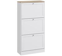 HOMCOM Zapatero Estrecho con 3 Puertas, Zapatero Entrada Recibidor para 18 Pares de Zapatos, con Estantes Ajustables, 60x23,5x115 cm, Blanco