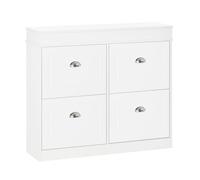 HomCom Mueble zapatero 4 puertas — Estrecho, 16 pares, estantes ajustables y extraíbles, Blanco