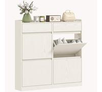HOMCOM Zapatero Estrecho con 4 Puertas Abatibles 98x19,2x95,3 cm Blanco