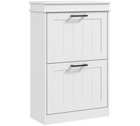 HOMCOM Zapatero Estrecho de 24 cm con 2 Puertas Abatibles Recibidor Blanco