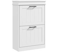 HOMCOM Zapatero Estrecho con Puertas Abatibles, Zapatero Entrada Recibidor, Estantes Ajustables, para Pasillo, Espacios Reducidos, Blanco BLANCO 54x24x82.5 cm