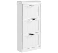 HOMCOM Zapatero Estrecho con Puertas Abatibles, Zapatero Entrada Recibidor, Estantes Ajustables, para Pasillo, Espacios Reducidos, Blanco BLANCO 54x24x117.5 cm