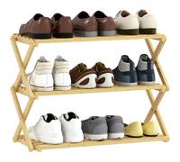 HOMCOM Zapatero Estrecho de Bambú, 3 Niveles, Sin Instalación, Natural