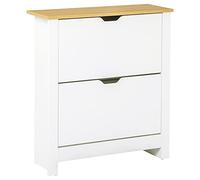 HOMCOM Zapatero Estrecho de Entrada Recibidor para 12 Pares de Zapatos con Cajones Abatibles y Estantes Ajustables para Pasillo 72x26x80 cm Blanco