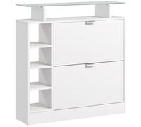 HOMCOM Zapatero Moderno de Entrada con Cajones Abatibles y Estantes Ajustables para 12 Pares de Zapatos, Estrecho para Pasillo y Recibidor 89x25x92 cm Blanco