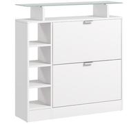 Zapatero Moderno HOMCOM para Entrada con Cajones Plegables, Estantes Ajustables y Estantes Abiertos de Zapatos, Zapatero para Pasillo 89x25x92 cm