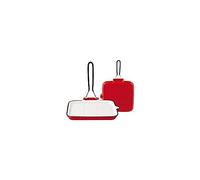 Home Bistecchiera Quadrata con Rivestimento in Smalto, Ghisa, Bianco/Rosso, 22 cm