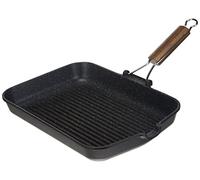Home Carmela Antiadherente con Mango desplegable, Piedra, Negro, 36x24 cm, Pietra