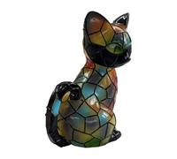 Home Cat Statue, Cute Stained Resin LED Night Lights Ornament