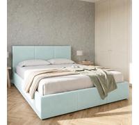 Home Collective Cama doble tapizada con somier y espacio de almacenamiento, 120 x 200, 140 x 200, 160 x 200 cm, 180 x 200 cm, con cajón, cabecero con 3 paneles, terciopelo suave, 160 x 200 cm, azul