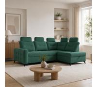 Home Collective Sofá esquinero para el hogar, extensible, incluye cajón, sofá cama, cama de invitados, 250 x 200 cm en forma de L, tejido suave y núcleo de muelles Bonnell, reposacabezas ajustables