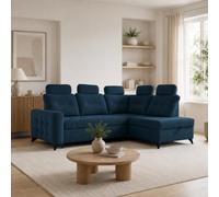 Home Collective Sofá esquinero para el hogar, extensible, incluye cajón, sofá cama, cama de invitados, 250 x 200 cm en forma de L, tejido suave y núcleo de muelles Bonnell, reposacabezas ajustables
