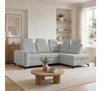Home Collective Sofá esquinero para el hogar, extensible, incluye cajón, sofá cama, cama de invitados, 250 x 200 cm, en forma de L, tejido suave y núcleo de muelles Bonnell, reposacabezas ajustables