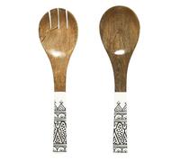 HOME DECO FACTORY Cubiertos de Ensalada de Madera de Mango Elegantes Negro | Madera de mango, cubiertos de ensalada, diseño elegante y duradero, servicio de mesa, todas las comidas, negro