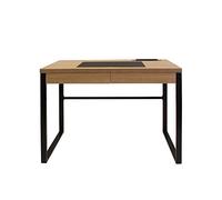 HOME DECO FACTORY - HD3722 Escritorio de Madera con Cajón - Diseñado para Oficina o Habitación - Estructura de Metal Estilo Industrial - Dimensiones 100 x 50.3 x 74 cm - Color Natural