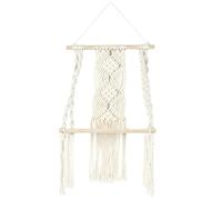 HOME DECO FACTORY Estante Mural Colgante Boho de Algodón Moderno Beige | Madera y algodón, estante mural colgante, estilo boho, salón dormitorio entrada, ligero y moderno, 30x50x15 cm, beige