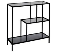HOME DECO FACTORY - HD0083, Estantería de Vidrio Templado Estilo Industrial Vintage, Compartimentada en 2 Niveles, Ideal para Salón o Dormitorio, Dimensiones 80x30x79,5 cm, Color Negro