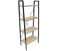 HOME DECO FACTORY Estantería Madera y Metal 4 Niveles Ancha 148 cm Beige | Metal y madera, estantería, 4 niveles, estilo industrial, salón despacho o dormitorio, gran formato, 60x32,5x148 cm