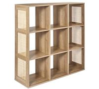 HOME DECO FACTORY Estantería Modular 9 Huecos de Ratán Diseño Aireado | Ratán, estantería modular, 9 huecos, diseño aireado, salón dormitorio entrada, gran capacidad, 99,6x99x32 cm