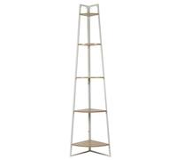 HOME DECO FACTORY - HD0077 Estantería de Esquina de 5 Niveles de Madera y Metal, Diseño Industrial Vintage, Ideal para Salón, Dormitorio, Oficina, 34 x 180 x 34 cm, Blanco