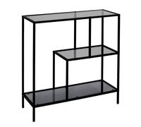 HOME DECO FACTORY - HD0083, Estantería de Vidrio Templado Estilo Industrial Vintage, Compartimentada en 2 Niveles, Ideal para Salón o Dormitorio, Dimensiones 80x30x79,5 cm, Color Negro