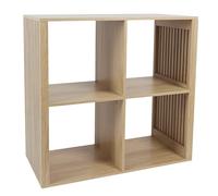 Klaus Estantería de madera (L x An x Al: 32 x 69,6 x 66 cm, Marrón, Diseño acanalado)