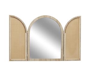 HOME DECO FACTORY - HD0448 Espejo Mural con Contraventanas Bali - Diseño Exótico en Madera Marrón, Elemento Decorativo para Salón o Dormitorio, 60x80 cm, Marrón