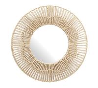 HOME DECO FACTORY - HD0449 Espejo Redondo 50 cm - Diseñado para Decoración de Pared Elegante - Acabado en Materiales Duraderos - Versátil para Salón, Baño o Entrada - Color Marrón