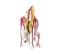 HOME DECO FACTORY - HD1326 Estatua de Gorila en Cerámica Colorida - Diseñada para Decoración Moderna - Diseño Contemporáneo - 24 cm - Colores Vivos Blanco Arcoíris