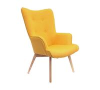HOME DECO FACTORY - HD3614, Sillón Moderno de Madera y Metal, Tela Amarilla, Diseño Confortable para tu Hogar, Dimensiones 91 x 69 x 80 cm, Diseñado para Relajarse