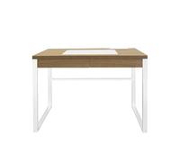 HOME DECO FACTORY - HD3760 Escritorio Moderno de Madera y Metal con Cajón - Diseño Elegante y Ergonómico - Ideal para Espacios Pequeños - Dimensiones 100 x 50 x 74 cm - Color Blanco