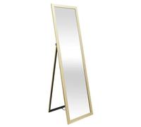 HOME DECO FACTORY - HD4253 Espejo de Pie Dorado 124 cm, Diseño Refinado, Práctico para Salón, Dormitorio u Oficina - Dimensiones: 124 x 34 x 3 cm, Color Oro