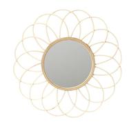 HOME DECO FACTORY - HD4360, Espejo de Ratán Roseta 56 cm - Decoración de Pared Natural, Diseño Elegante y Práctico, Hogar - Dimensiones: 56x56x1.6 cm, Multicolor