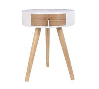 HOME DECO FACTORY - HD6201 - Mesita de Noche, Modelo Nora, Blanca 34.5x34.5x47 cm, Diseño Elegante con Cajón Integrado, Estética y Funcionalidad para Revitalizar Tu Espacio Nocturno