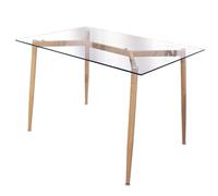 HOME DECO FACTORY - HD6401 Mesa de Vidrio y Hierro - Diseñada para Elegancia y Modernidad - Dimensiones 115 x 75 x 75 cm - Versátil para Salón o Comedor - Color Transparente Beige