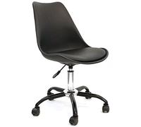HOME DECO FACTORY - HD6476 - Juego de 2 Sillas de Oficina con Ruedas Diseño Kiruna, Confort y Modernidad, Altura de Asiento Ajustable 80/92 cm, Dimensiones 46.5 x 58.5 x 80/92 cm, Negro
