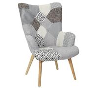 HOME DECO FACTORY - HD67171 Sillón Helsinki Patchwork Gris - Mobiliario Asiento Sofá y Sillón - Dimensiones 66 x 99,5 x 72 cm - Altura del Asiento 41 cm