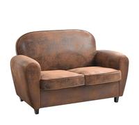 HOME DECO FACTORY - HD71411, Sofá Club Vintage Confortable de Madera, Diseñado para Salón o Dormitorio, Diseño Elegante y Práctico, Dimensiones: L139 x H87 x P79 cm, Color: Marrón