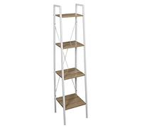 HOME DECO FACTORY - HD7175 Estantería de Almacenamiento Industrial en Metal y Madera - Diseño Moderno para Salón o Dormitorio - Dimensiones 34 x 27 x 70 cm - Color Blanco