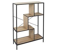 HOME DECO FACTORY - HD7184 Estantería de Almacenamiento Industrial de Hierro y Madera, Ideal para Sala de Estar o Dormitorio, Diseño Moderno, 80x30x180 cm, Negro