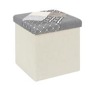 HOME DECO FACTORY - HD7491 Baúl Puf Plegable Patchwork Trenzado - Diseñado para Entrada, Salón, Dormitorio, Comedor - Dimensiones 38 x 38 x 38 cm - Color Gris
