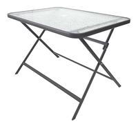 HOME DECO FACTORY - HDO0263, Mesa de Vidrio Templado Formentera Gris M1, Mesa de Exterior, 110x70x75 cm, Altura de Asiento 0 cm, Tratamiento UV - Textil, Repelente al Agua Tratamiento Epoxi, Negro
