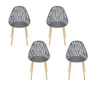 HOME DECO FACTORY - HDO0331 Set de 4 Sillas Lucena - Mobiliario de Exterior - Asiento Diseñado para Jardín - 52,3x83,4x53,3 cm - Altura del Asiento 45 cm - Color Gris