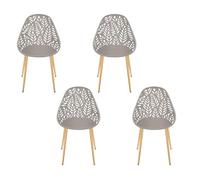HOME DECO FACTORY - HDO0332 Set de 4 Sillas Lucena - Mobiliario de Exterior - Asiento Cómodo - Dimensiones 52,3x83,4x53,3 cm - Altura del Asiento 45 cm - Color Topo