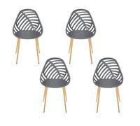 HOME DECO FACTORY - HDO0335, Set de 4 Sillas Alameda Gris, Mobiliario, Mobiliario de Exterior, Asiento de Exterior, 52,3x83,4x53,3 cm, Altura Asiento 45 cm, Gris