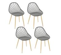 HOME DECO FACTORY - HDO2022B, Set de 4 Sillas Exterior Malaga, Diseño Elegante y Versátil, Ideal Interior/Exterior, Dimensiones 57 x 80.2 x 51.2 cm, Altura Asiento 45 cm, Gris
