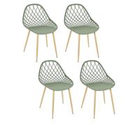 HOME DECO FACTORY - HDO2022E, Set de 4 Sillas de Exterior Malaga, diseño Elegante y versátil, para Interior y Exterior, Dimensiones 57 x 80.2 x 51.2 cm, Altura del Asiento 45 cm, Verde