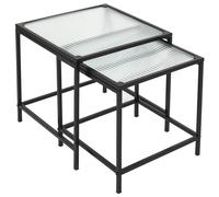 Home Deco Factory Juego 2 Mesas Auxiliares Nido Essentiel Metal y Vidrio 40x40cm y 35x35cm