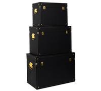 Home Deco Factory Juego de 3 Cajas Baúl Negro y Oro